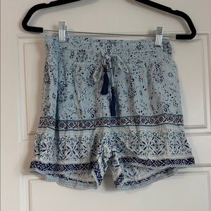 Francesca's Collections Light Blue Patterned High Waist Shorts